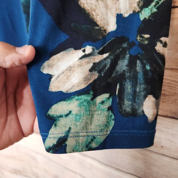 Calvin Klein Long Sleeve Tunic Blouse Blue Floral One Button Back Womens Size 2X - Picture 7 of 16